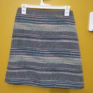 Halogen Nordstrom Multi-Color Striped Tweed Mini Skirt Sz 0 Preppy Boho Classic